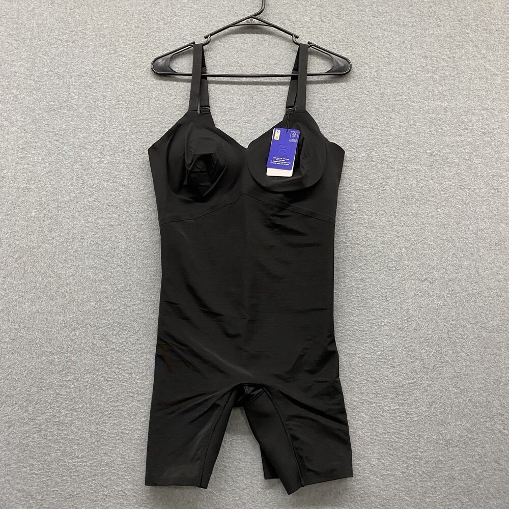 Honeylove Mid-Thigh Bodysuit Women’s XL Solid Black Shapewear NWT $129